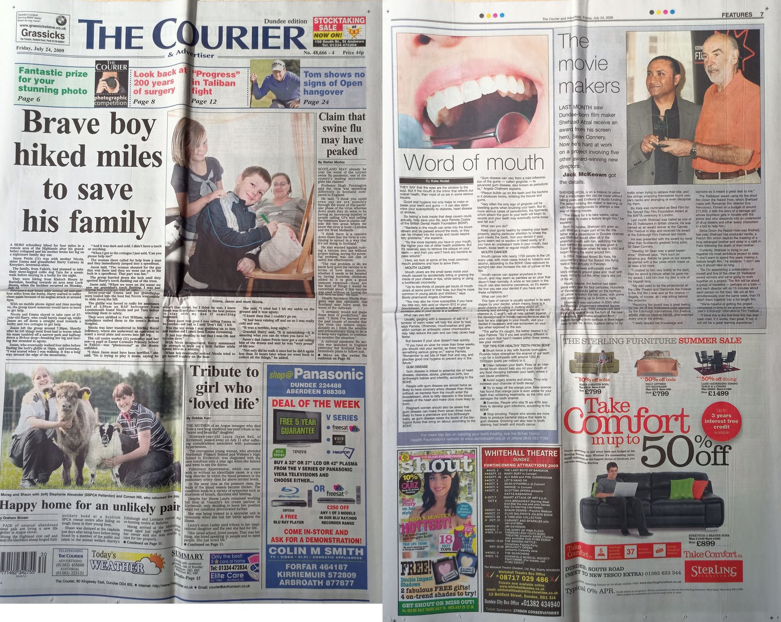 Courier July 24th 2009 article by Jacl McKeown, article looks at Shehzad Afzal winning the EIFF 2009 Trailblazer awards presented by Sir Sean Connery